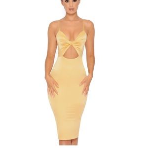 Oh polly Gold satin midi dress